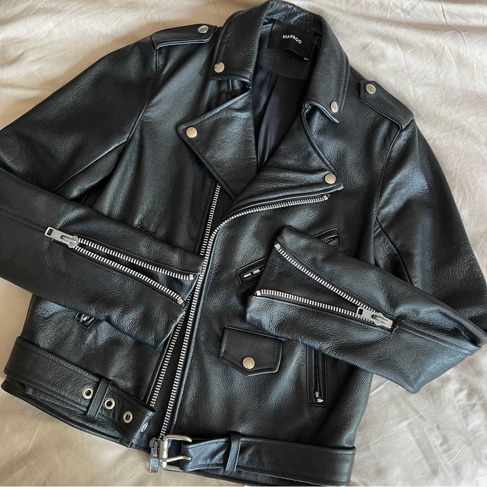 Genuine leather biker jacket from Ssense